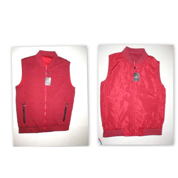 New NWT Mens $310 Bugatchi Uomo Reversible Vest Merlot Dark Red M H2O Resistant - Picture 1 of 7